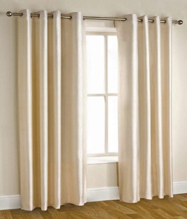 Homefab India Set of 2 Royal Silky Cream Door Curtains(HF042) 7X4ft.